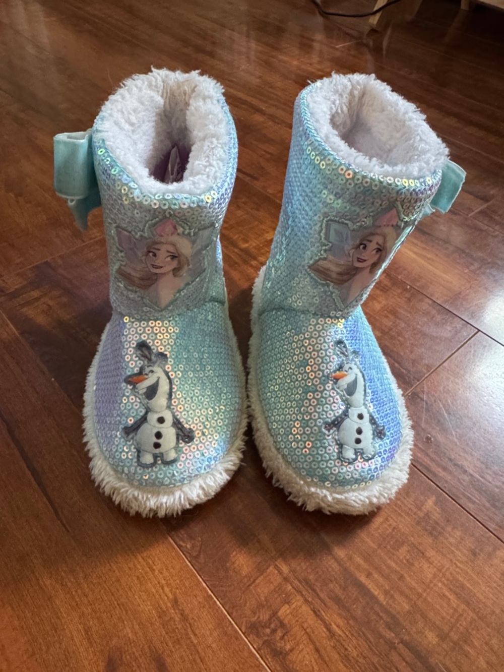 Girls' Sparkle Frozen Character Slipper Boots - Light Blue